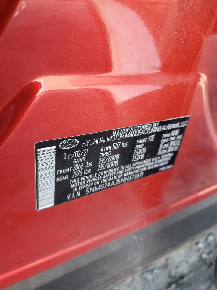 2022 Hyundai Santa Fe Sel VIN: 5NMS24AJ5NH373611 Lot: 62217074