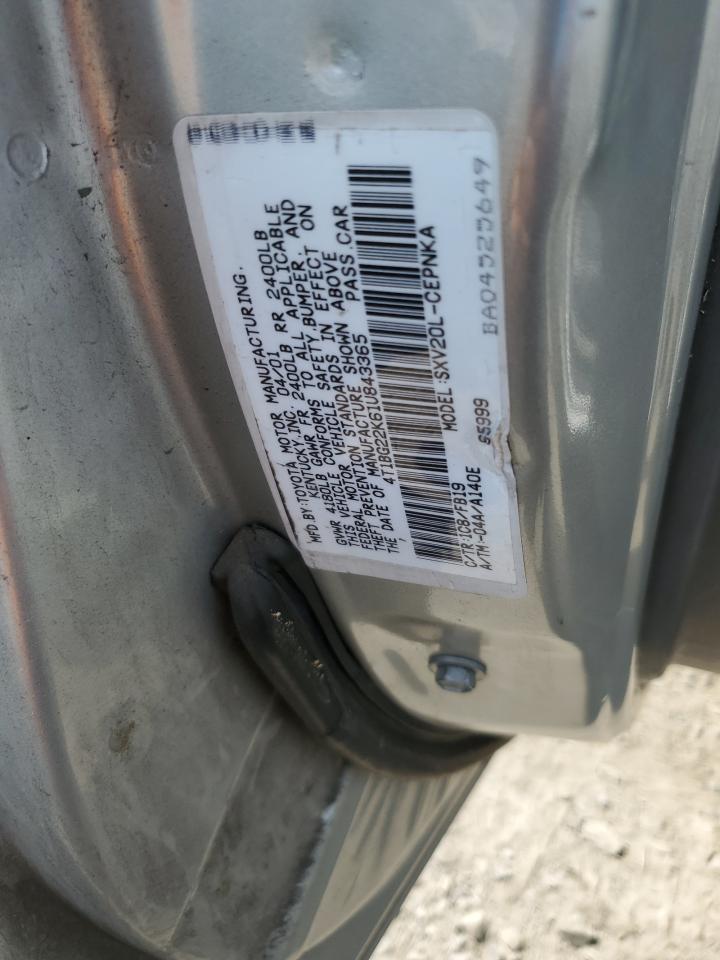 4T1BG22K61U843365 2001 Toyota Camry Ce