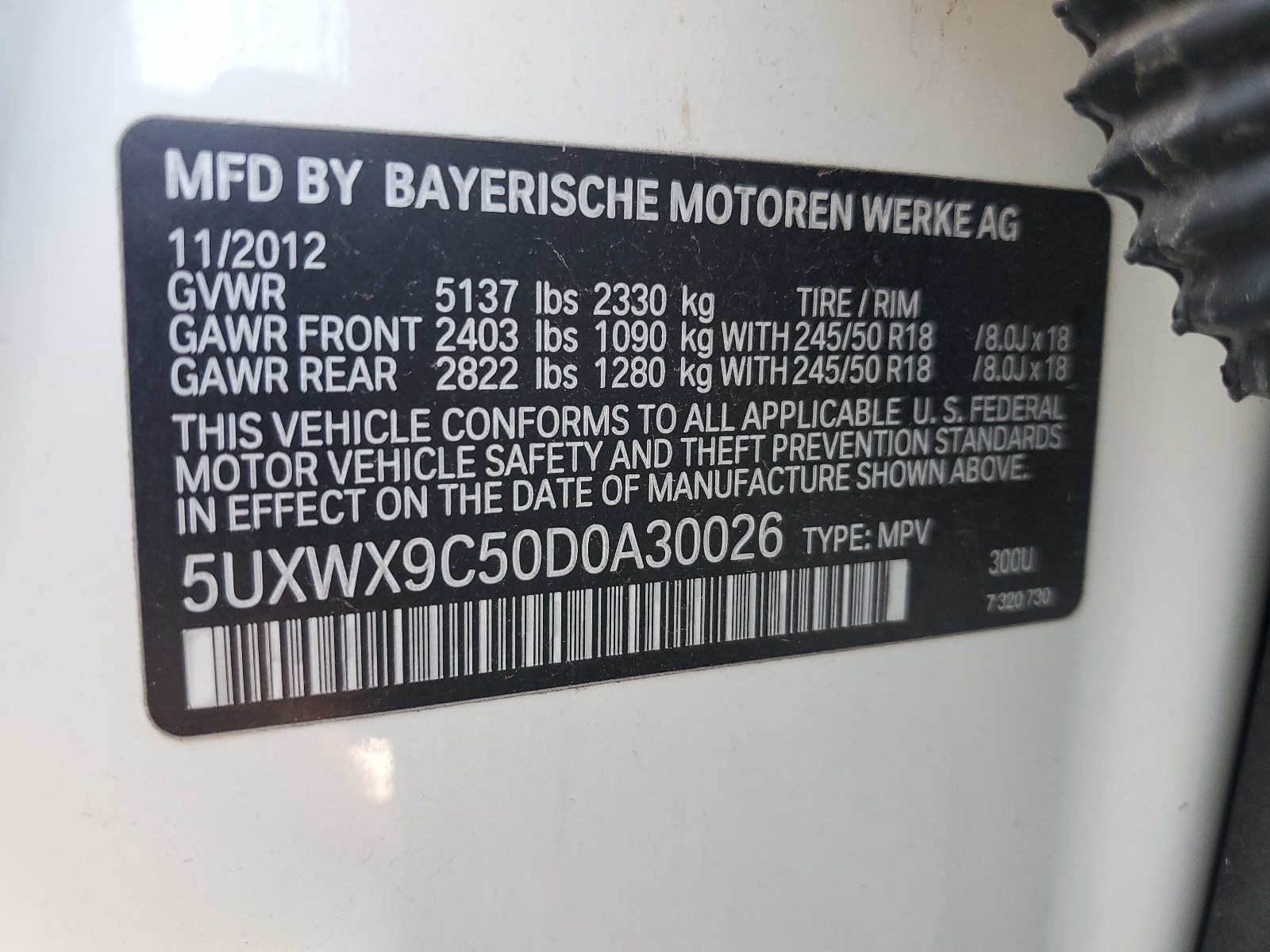 2013 BMW X3 xDrive28I vin: 5UXWX9C50D0A30026