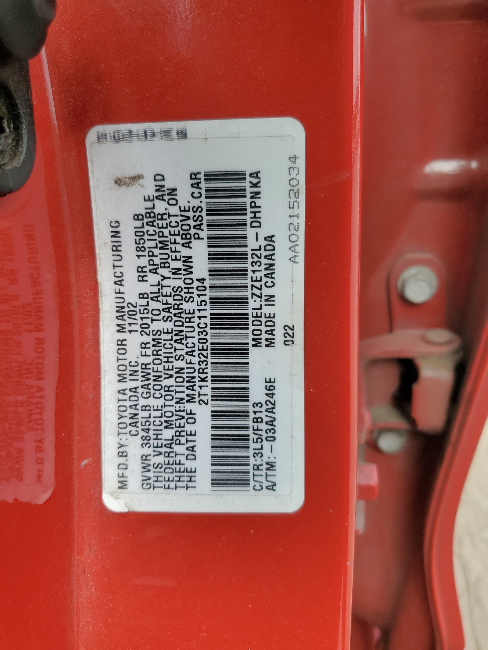 2T1KR32E03C115104 2003 Toyota Corolla Matrix Xr