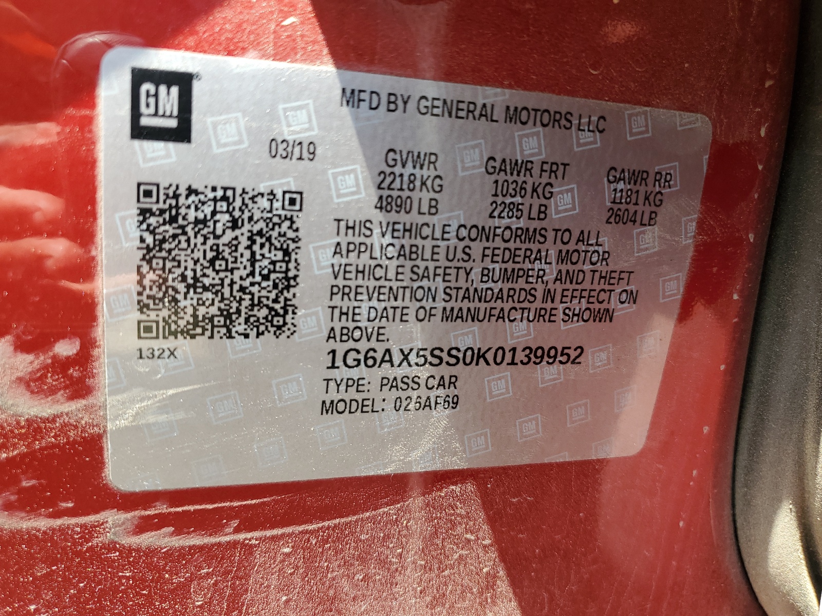 1G6AX5SS0K0139952 2019 Cadillac Cts Luxury