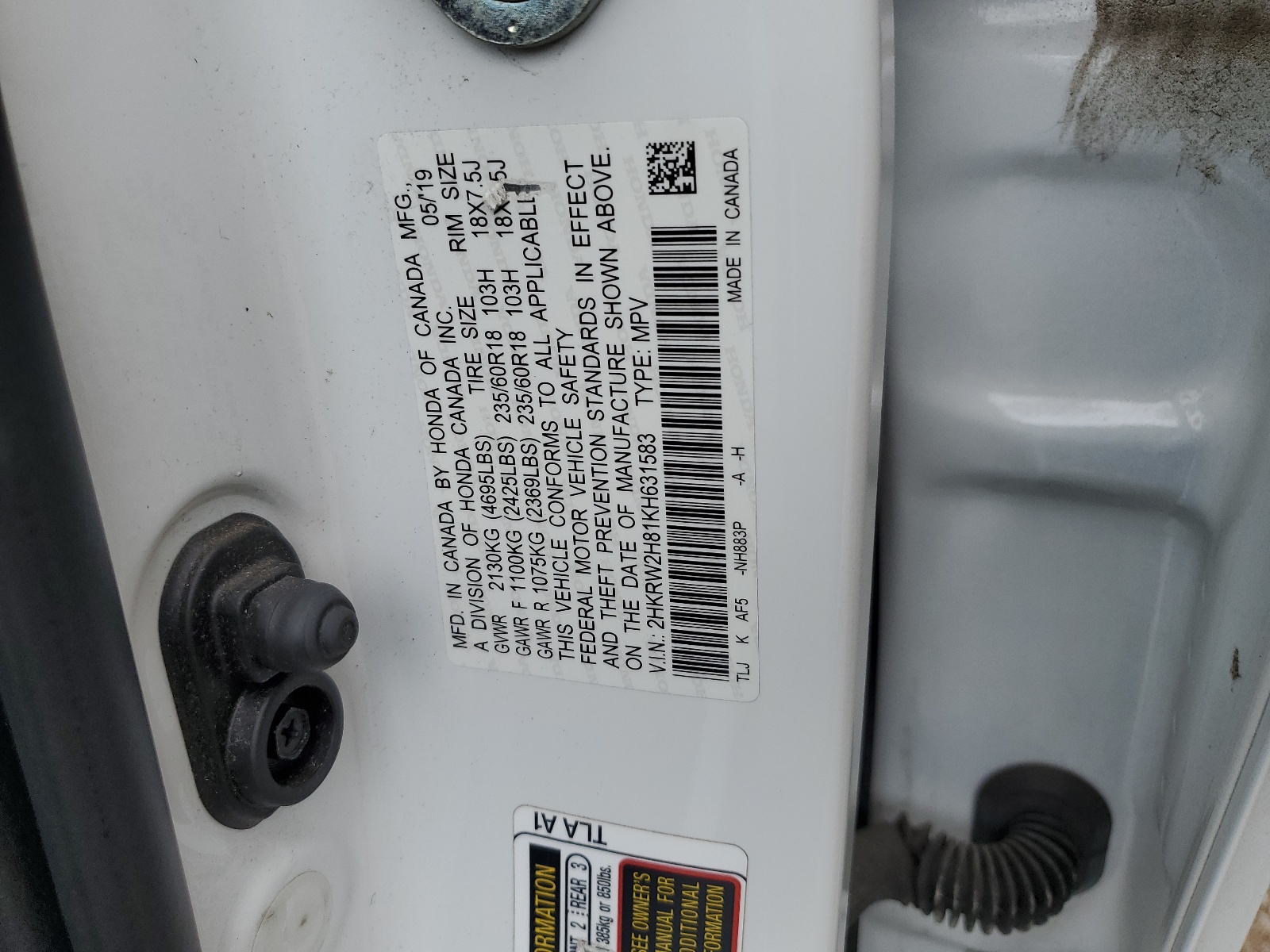 2HKRW2H81KH631583 2019 Honda Cr-V Exl