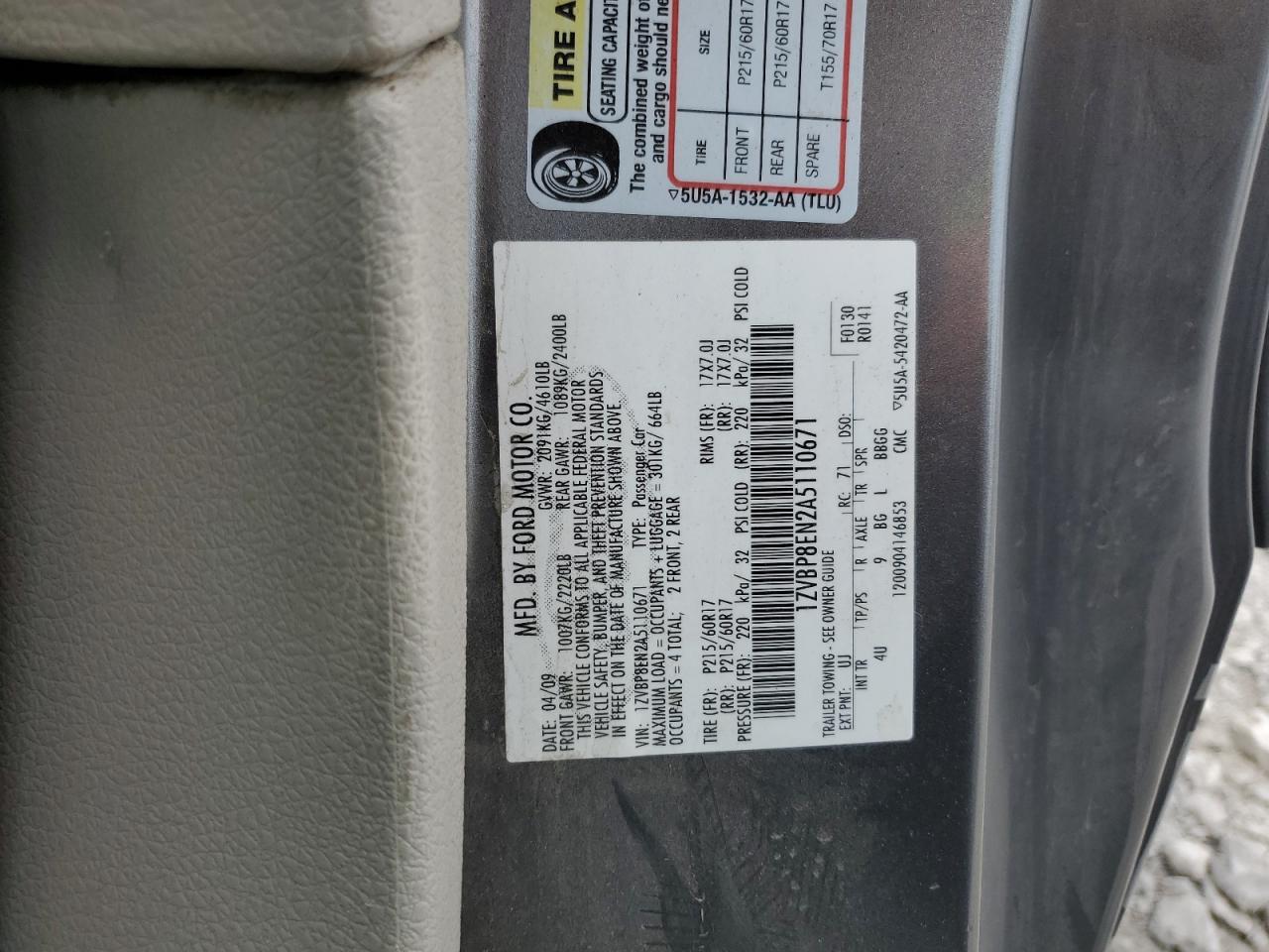 2010 Ford Mustang VIN: 1ZVBP8EN2A5110671 Lot: 63763844