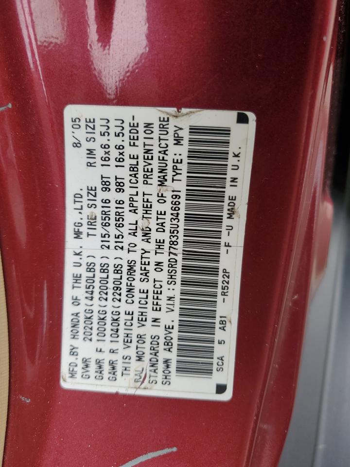 2005 Honda Cr-V Ex VIN: SHSRD77835U346691 Lot: 65013764