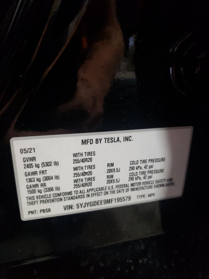 2021 Tesla Model Y VIN: 5YJYGDEE9MF195579 Lot: 61900454