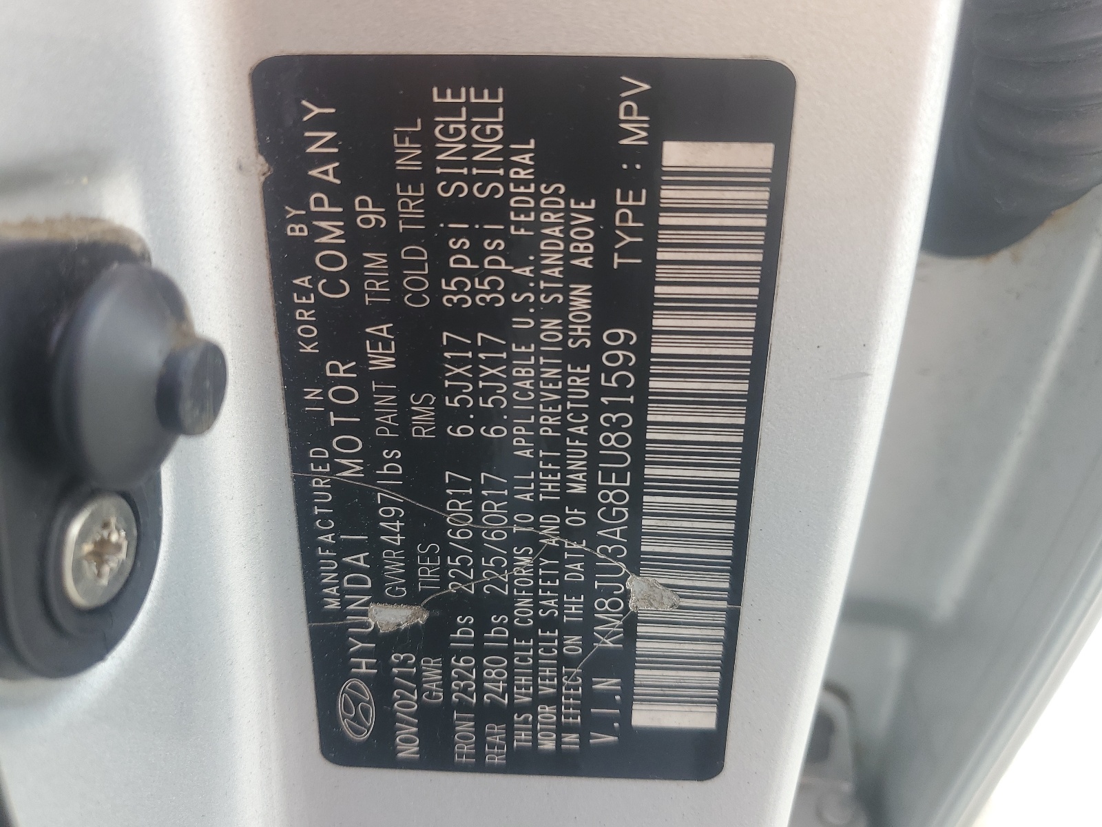 KM8JU3AG8EU831599 2014 Hyundai Tucson Gls