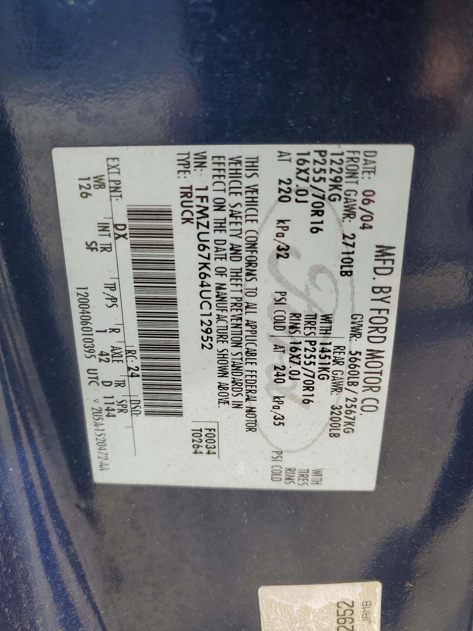 1FMZU67K64UC12952 2004 Ford Explorer Sport Trac