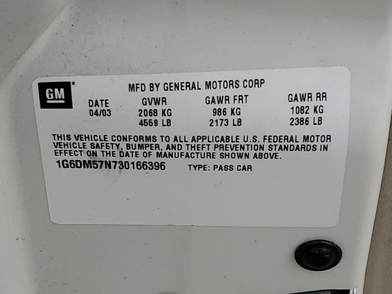 1G6DM57N730166396 2003 Cadillac Cts