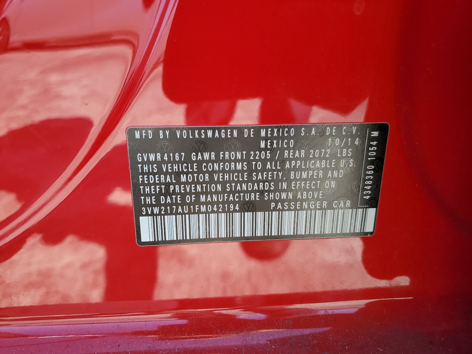 3VW217AU1FM042194 2015 Volkswagen Golf
