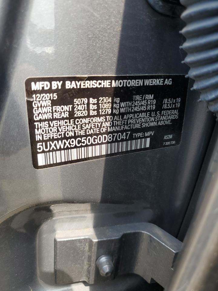 2016 BMW X3 xDrive28I VIN: 5UXWX9C50G0D87047 Lot: 62285134