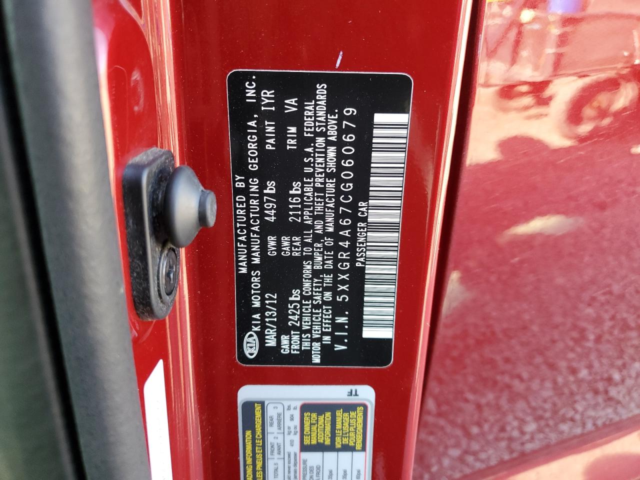 2012 Kia Optima Sx VIN: 5XXGR4A67CG060679 Lot: 62651354