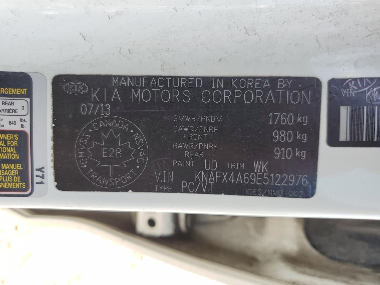 2014 Kia Forte Lx VIN: KNAFX4A69E5122976 Lot: 65003404