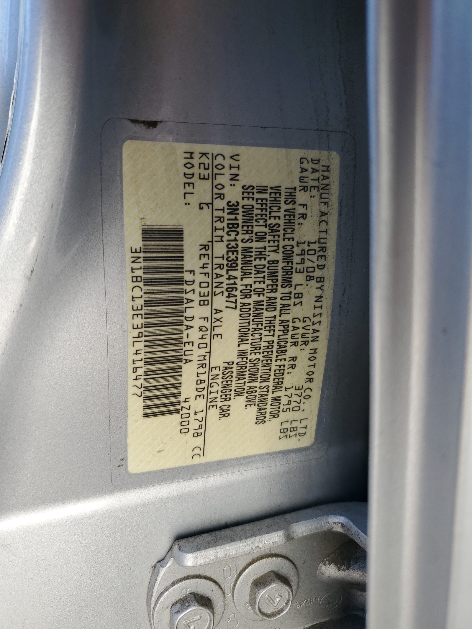 3N1BC13E39L416477 2009 Nissan Versa S