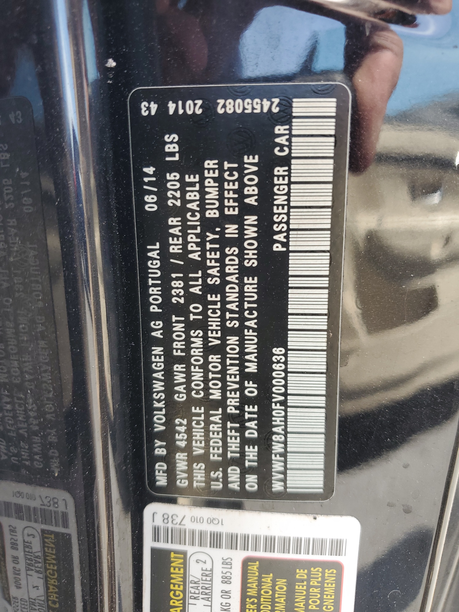 WVWFW8AH0FV000636 2015 Volkswagen Eos Lux