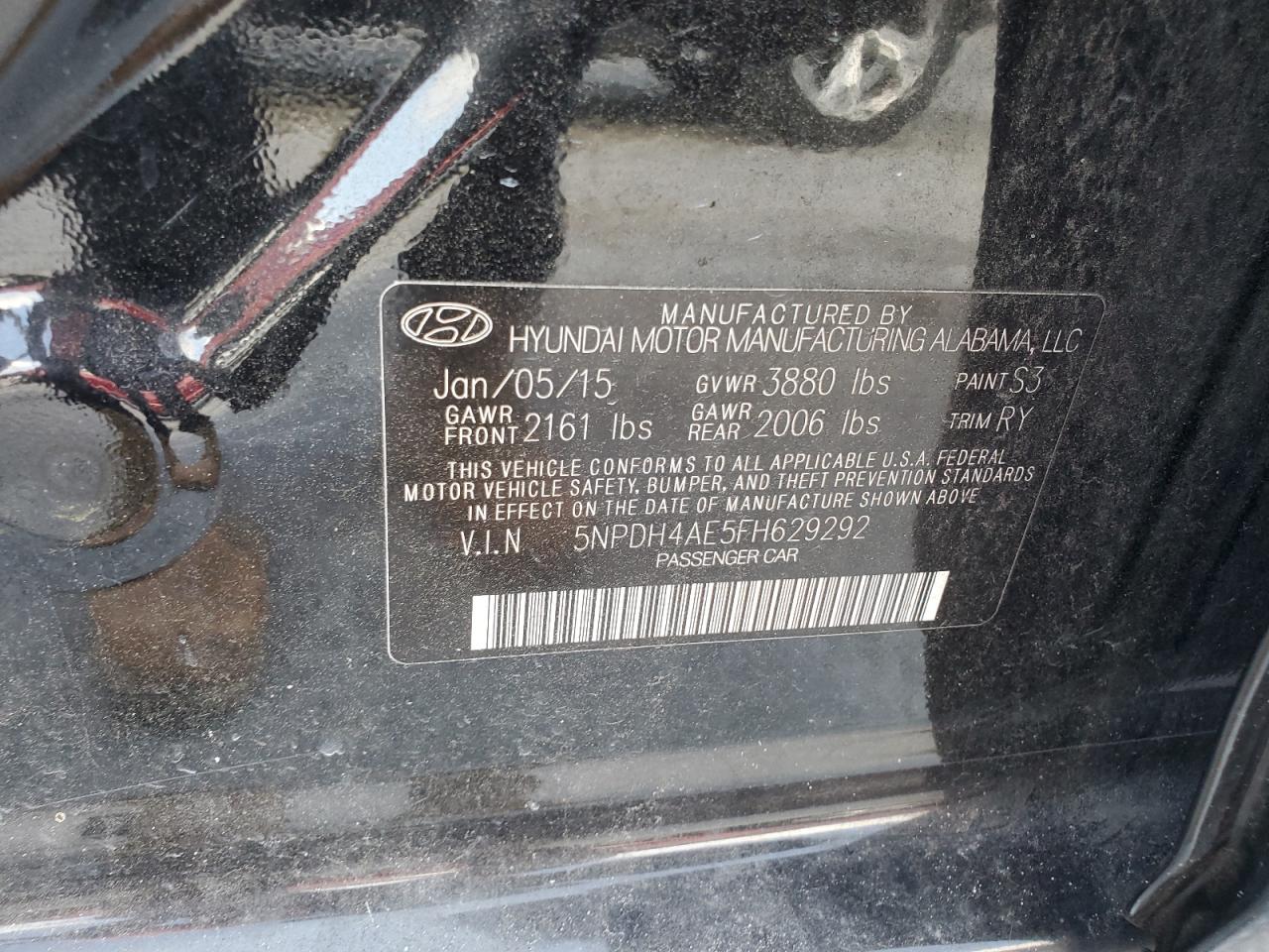 2015 Hyundai Elantra Se VIN: 5NPDH4AE5FH629292 Lot: 64092644