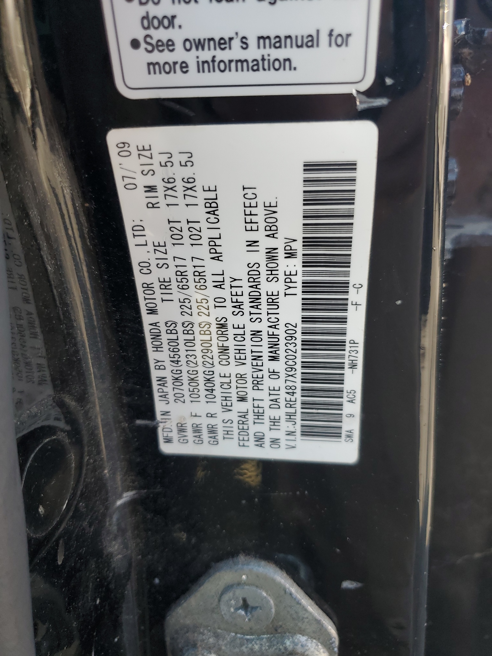 JHLRE487X9C023902 2009 Honda Cr-V Exl