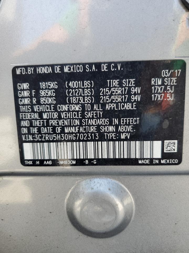 2017 Honda Hr-V Lx VIN: 3CZRU5H30HG702313 Lot: 61643754