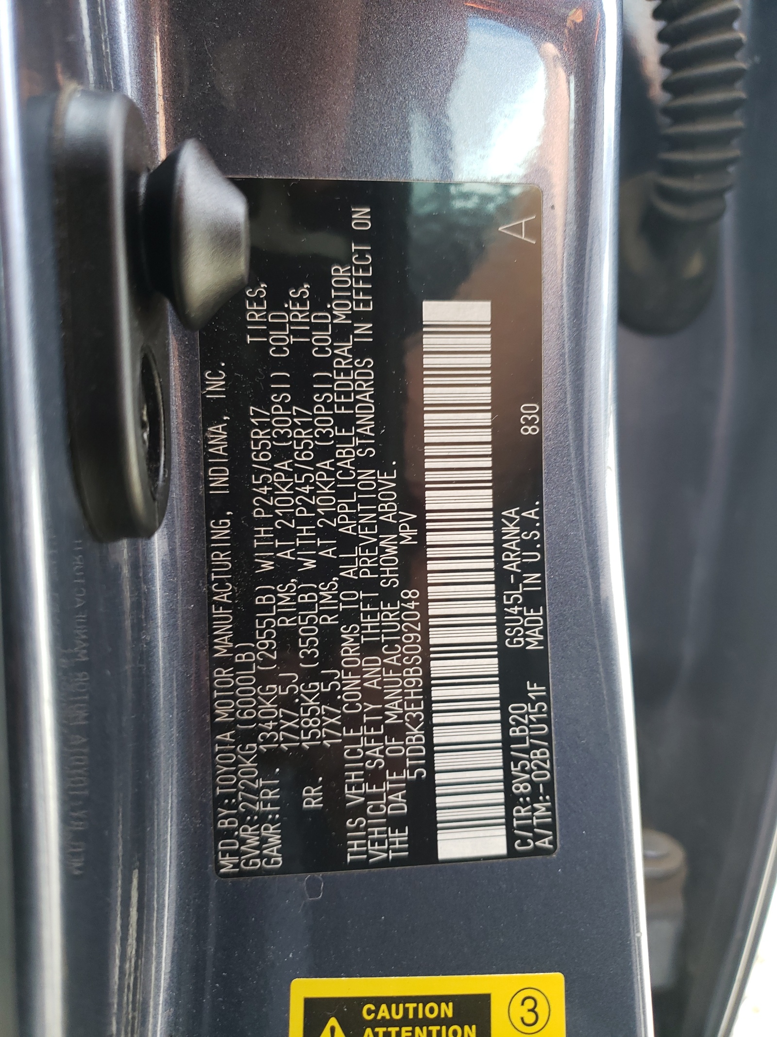 5TDBK3EH9BS092048 2011 Toyota Highlander Base