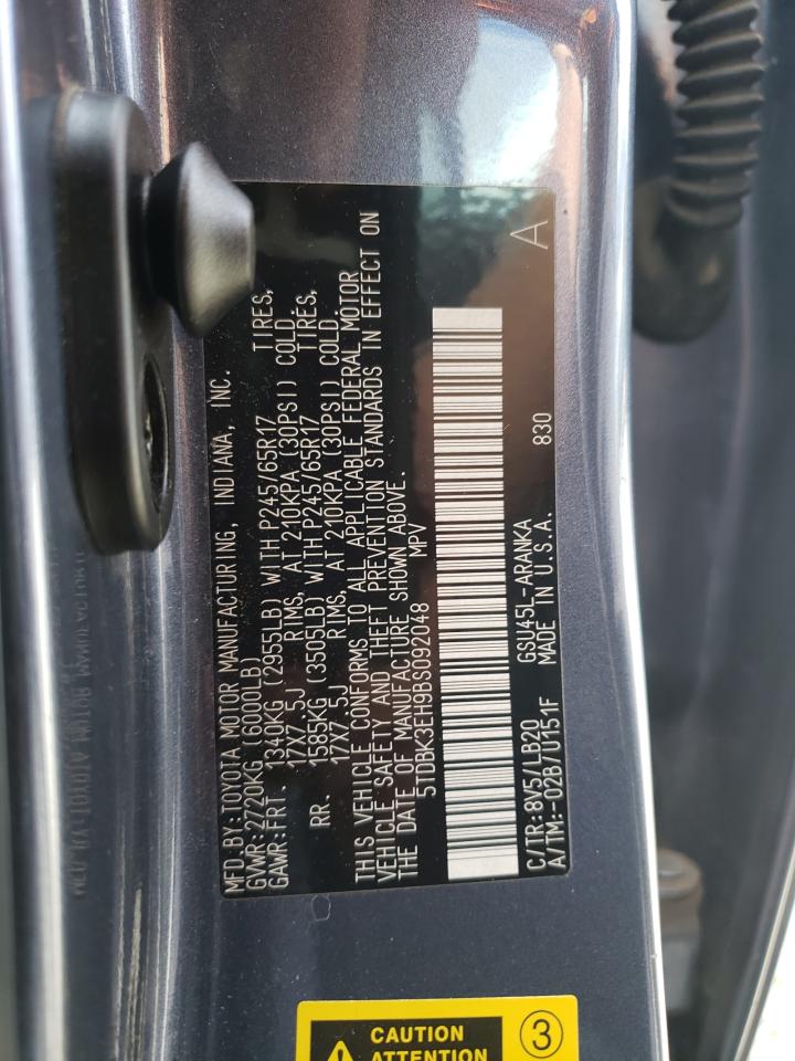 2011 Toyota Highlander Base VIN: 5TDBK3EH9BS092048 Lot: 65493244