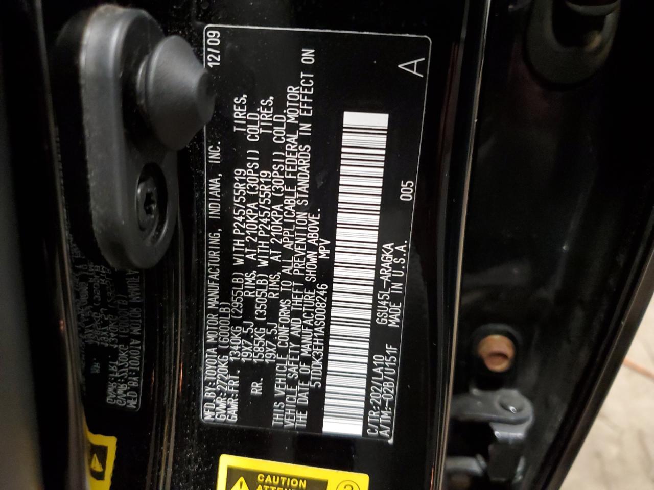 2010 Toyota Highlander Limited VIN: 5TDDK3EH1AS008246 Lot: 63977014