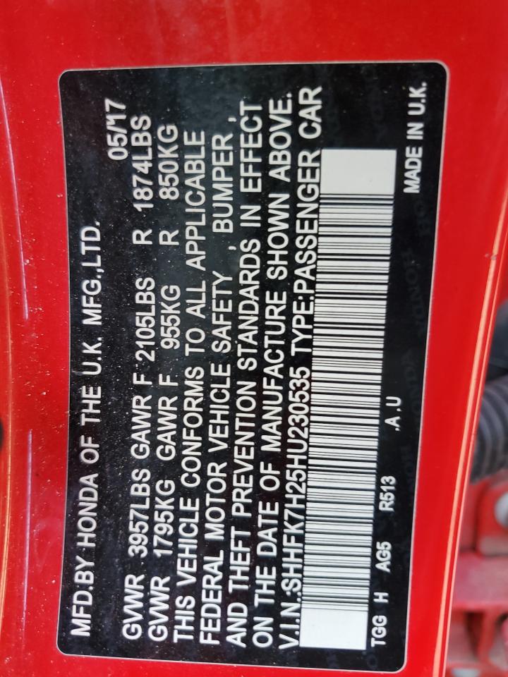 SHHFK7H25HU230535 2017 Honda Civic Lx