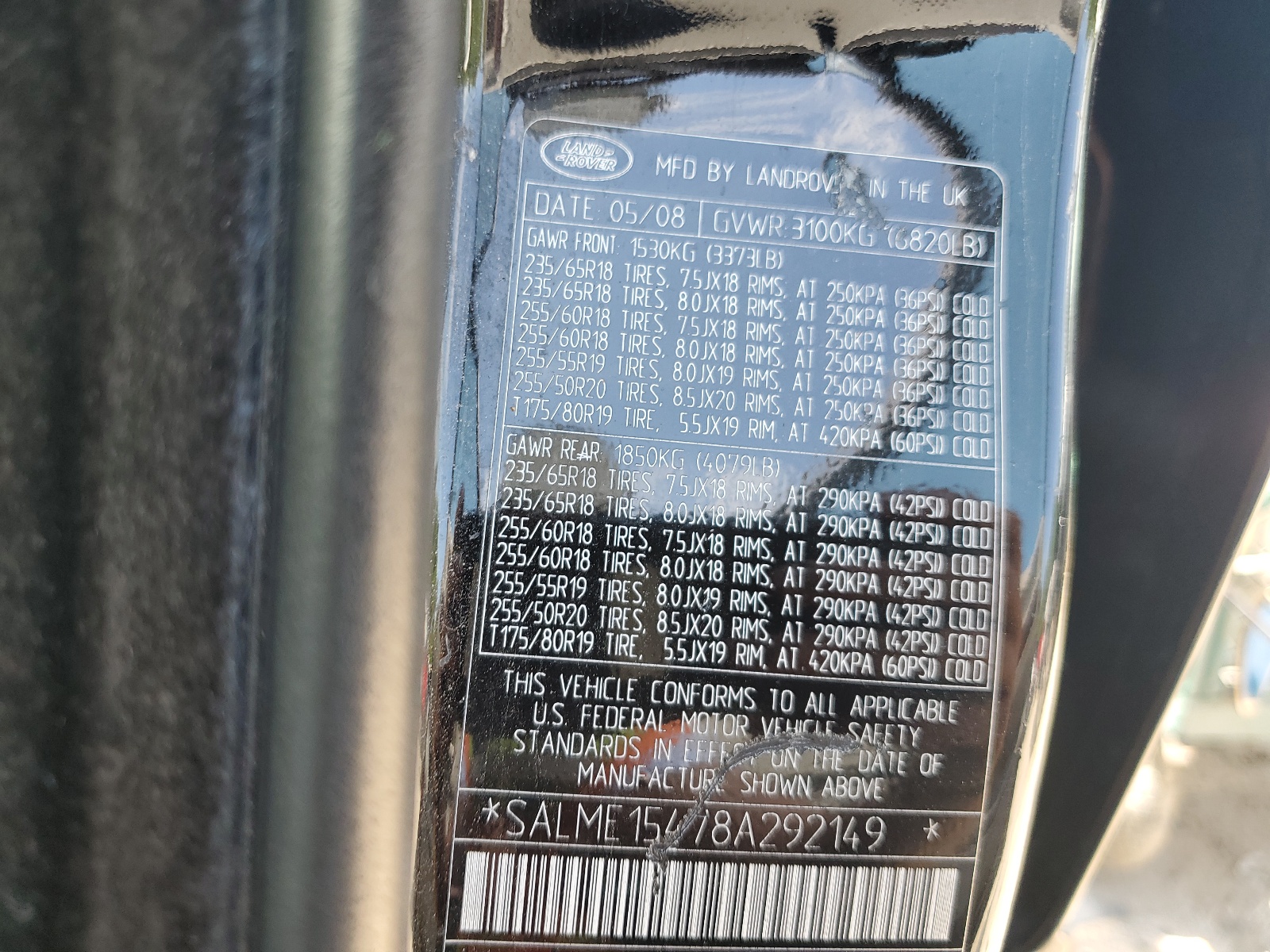 SALME15478A292149 2008 Land Rover Range Rover Hse