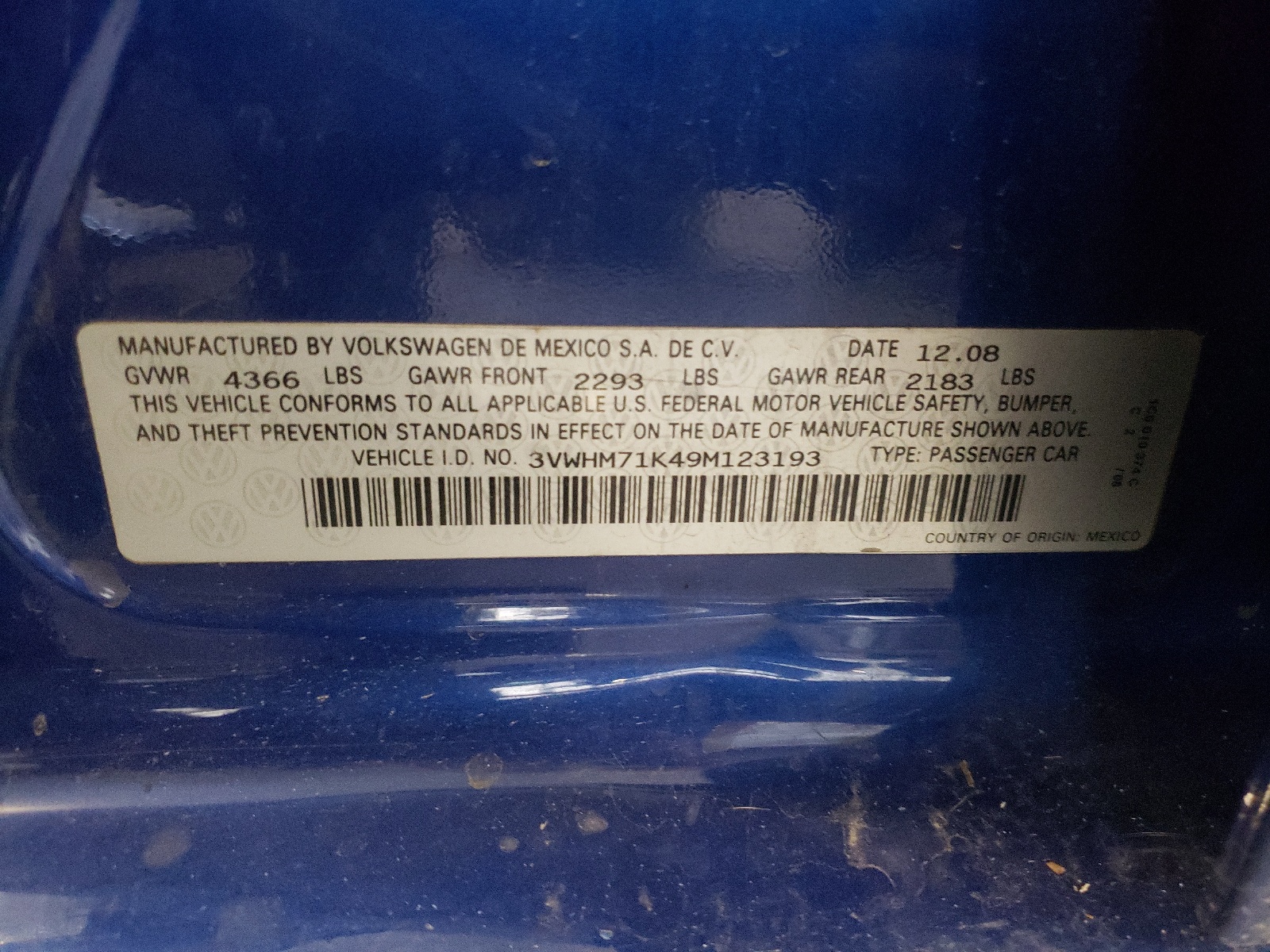 3VWHM71K49M123193 2009 Volkswagen Jetta S