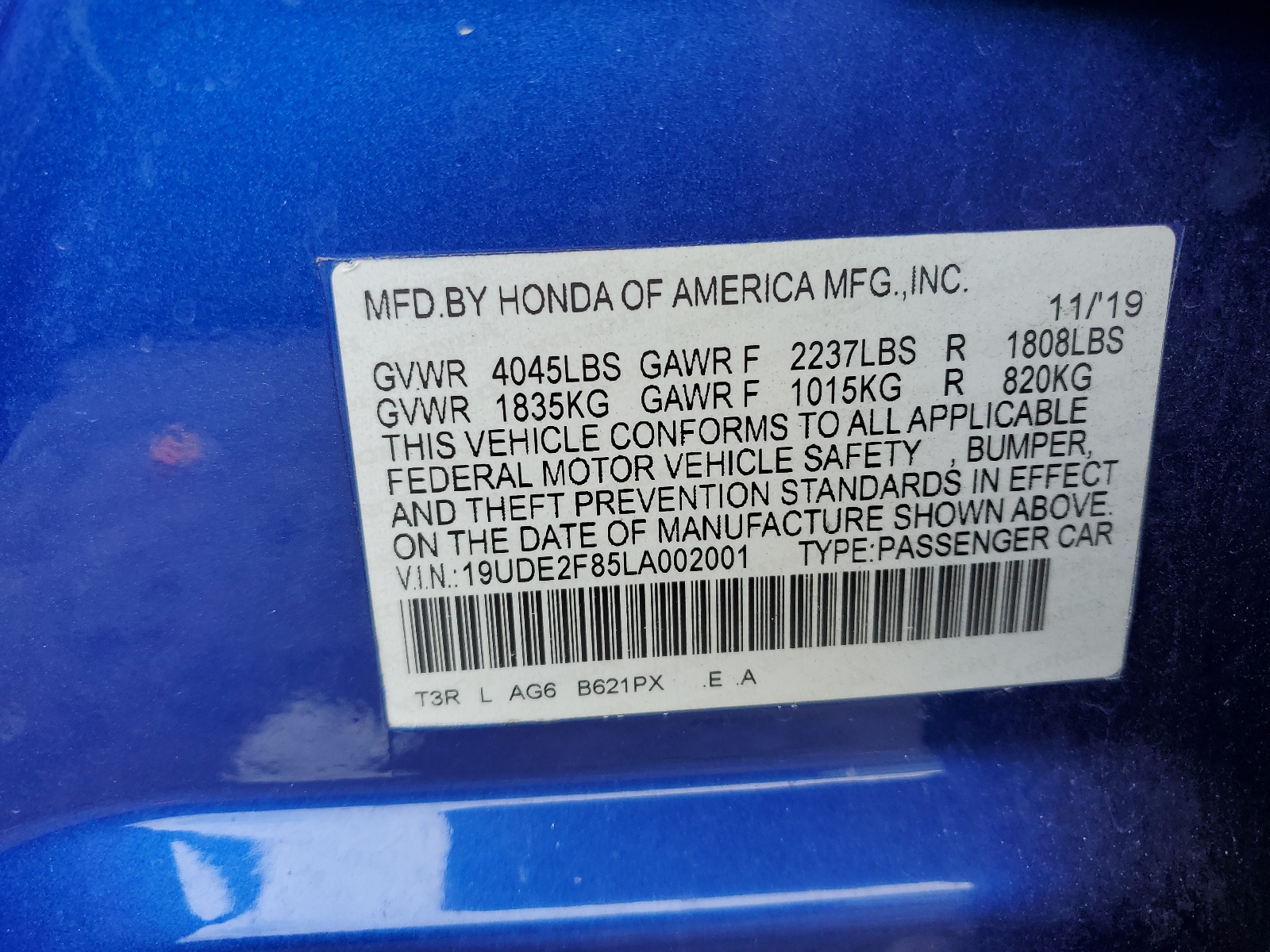 19UDE2F85LA002001 2020 Acura Ilx Premium A-Spec