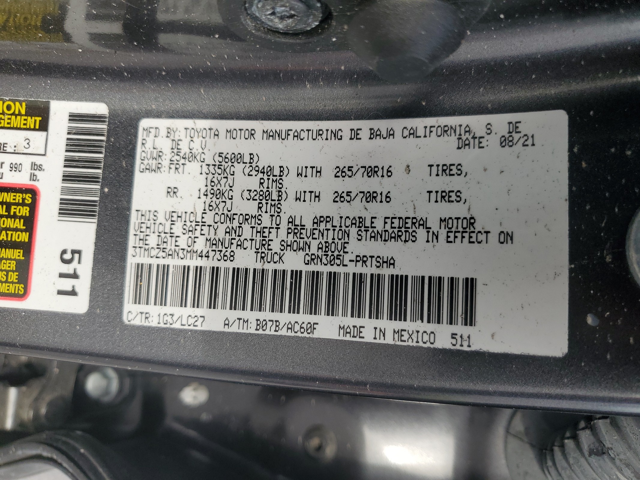 3TMCZ5AN3MM447368 2021 Toyota Tacoma Double Cab