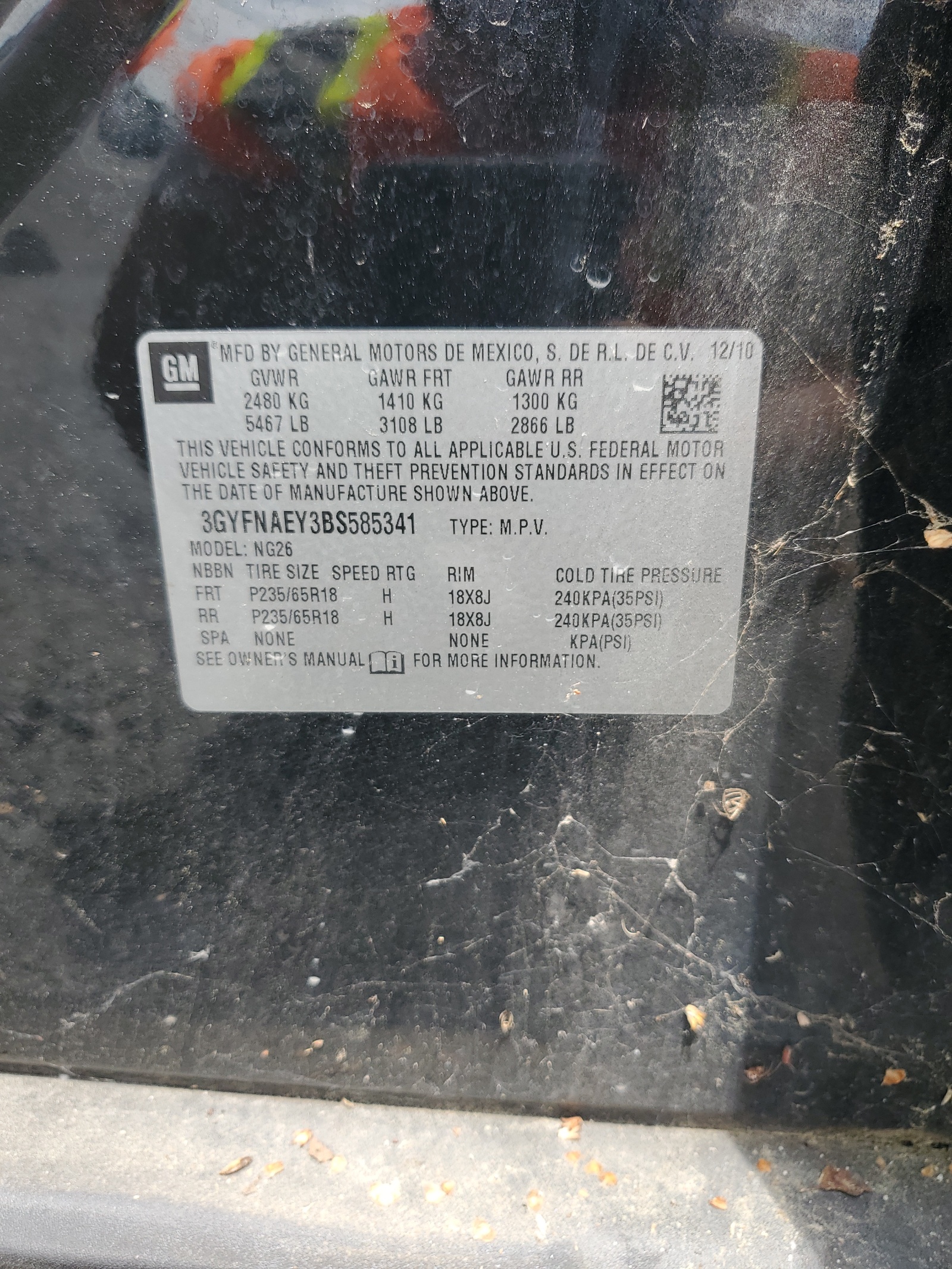 3GYFNAEY3BS585341 2011 Cadillac Srx Luxury Collection