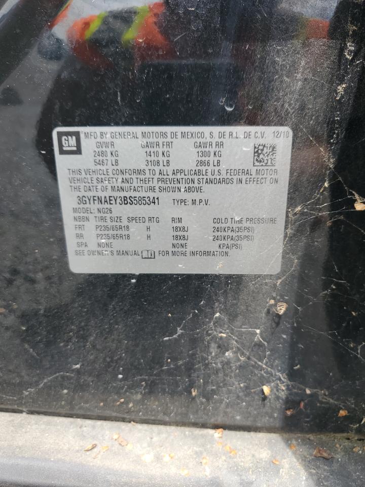 2011 Cadillac Srx Luxury Collection VIN: 3GYFNAEY3BS585341 Lot: 62017914