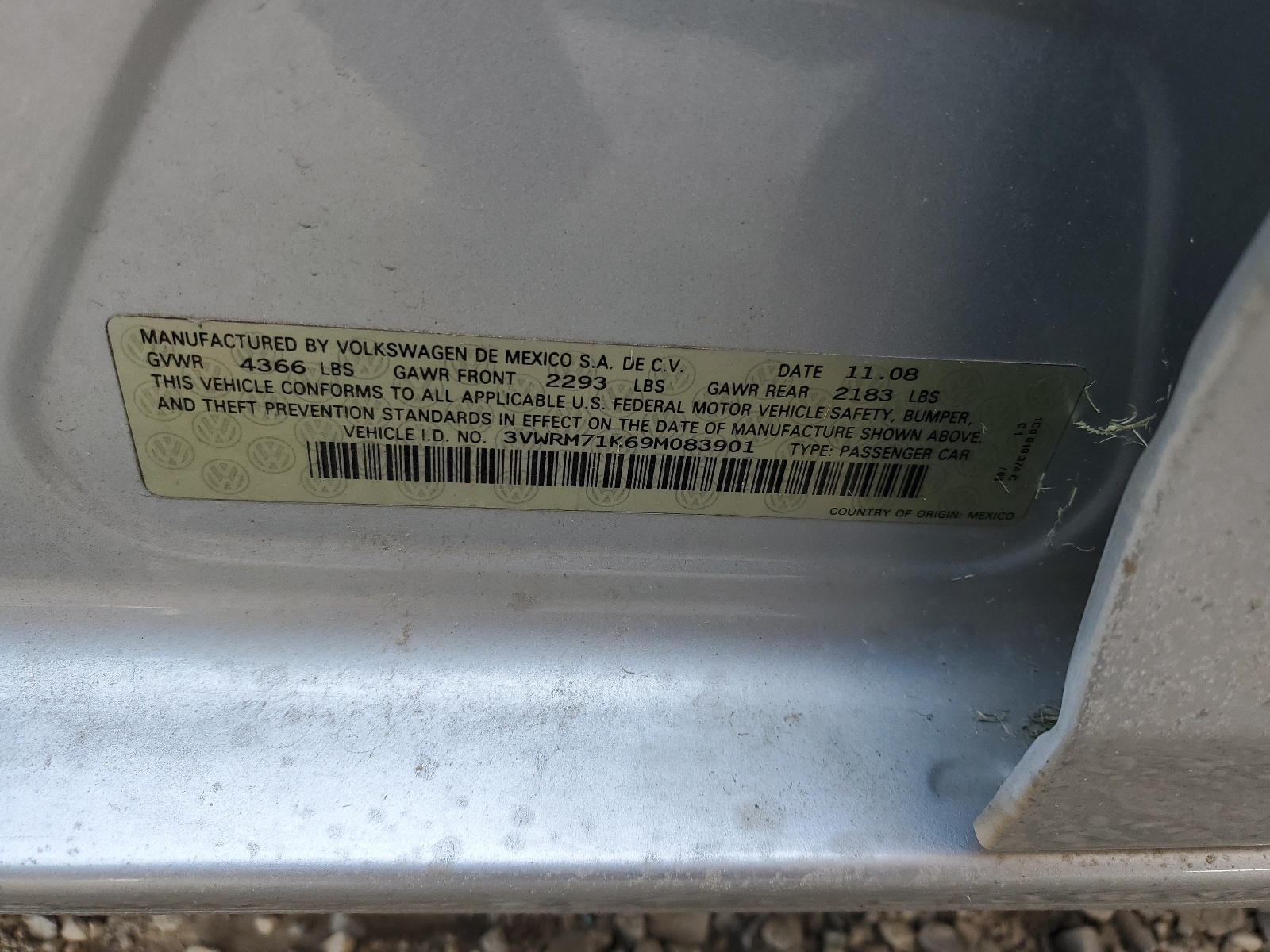 3VWRM71K69M083901 2009 Volkswagen Jetta Se