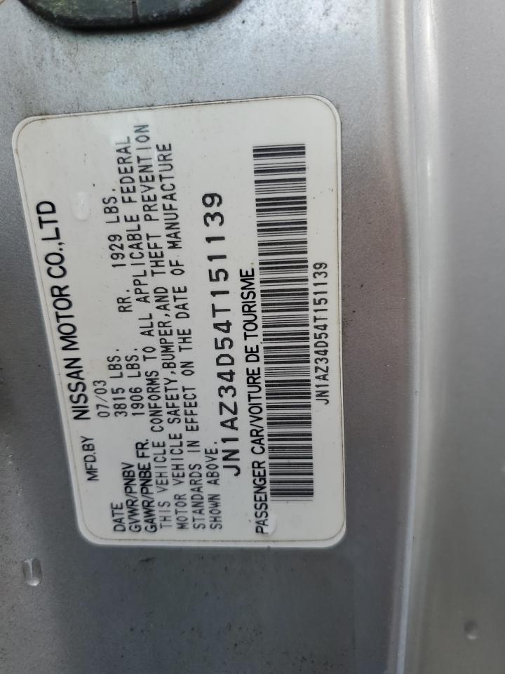2004 Nissan 350Z Coupe VIN: JN1AZ34D54T151139 Lot: 64964654