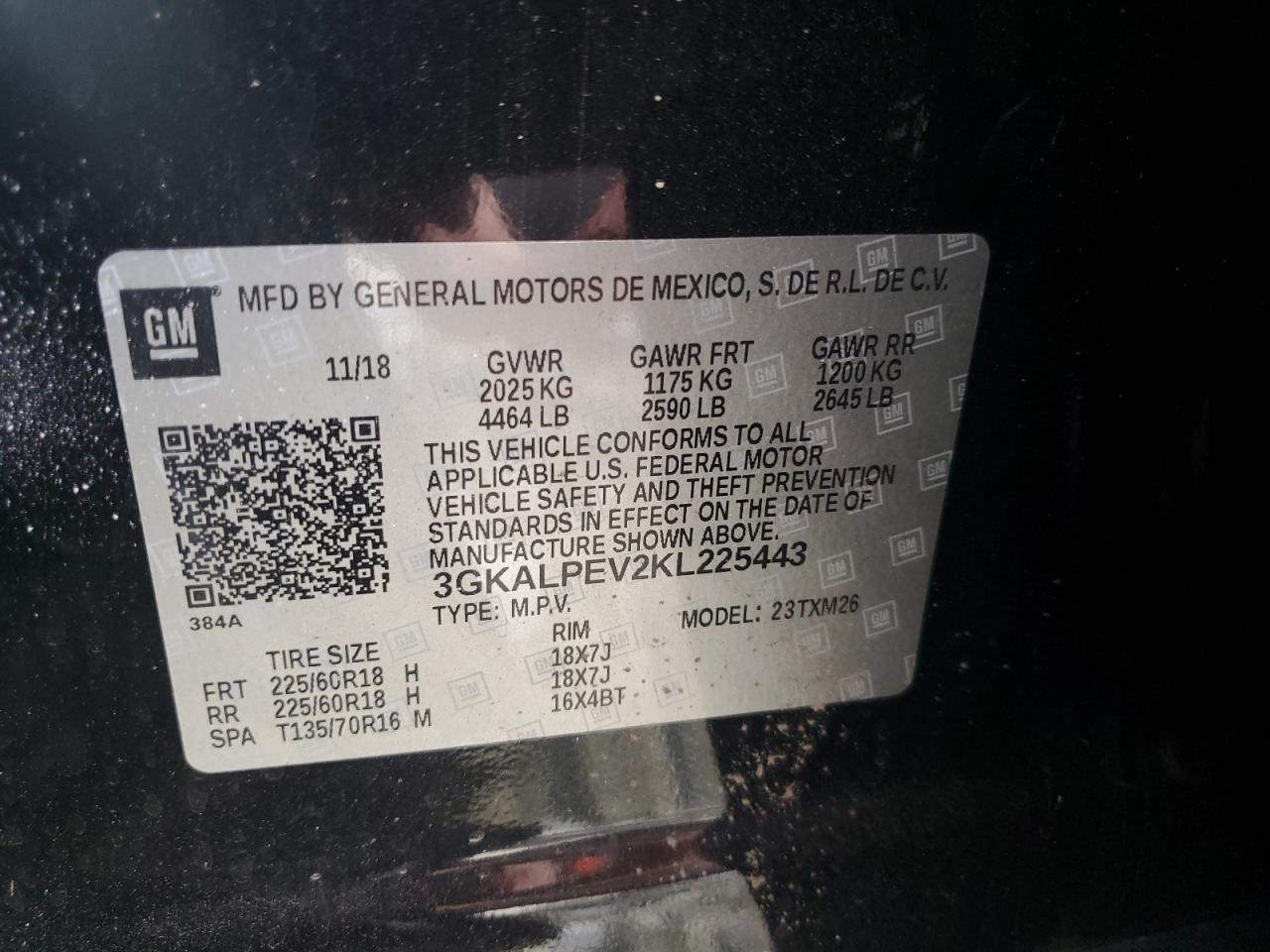 3GKALPEV2KL225443 2019 GMC Terrain Slt