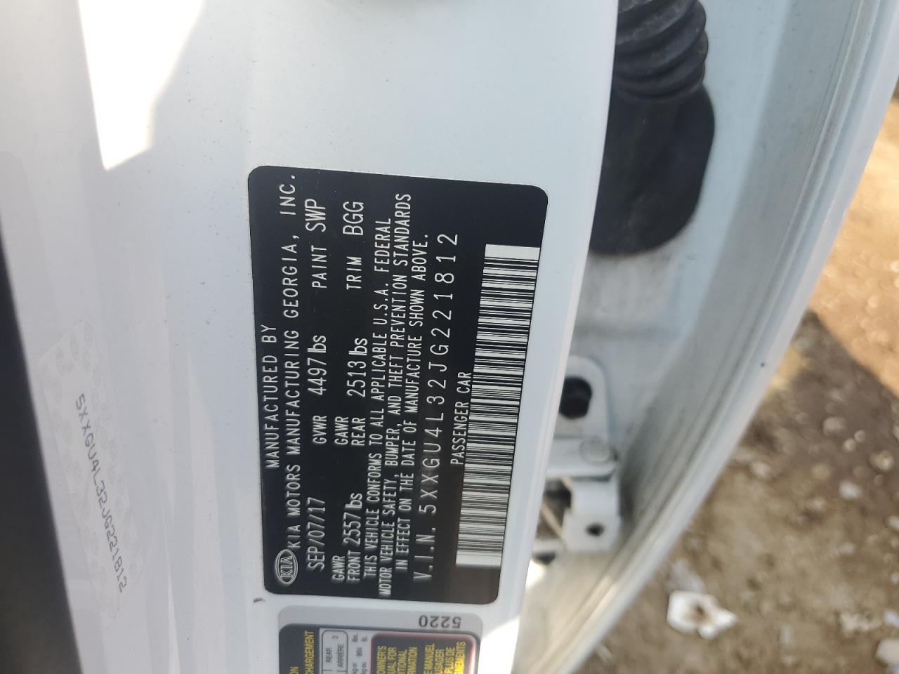 2018 Kia Optima Ex VIN: 5XXGU4L32JG221812 Lot: 63431014