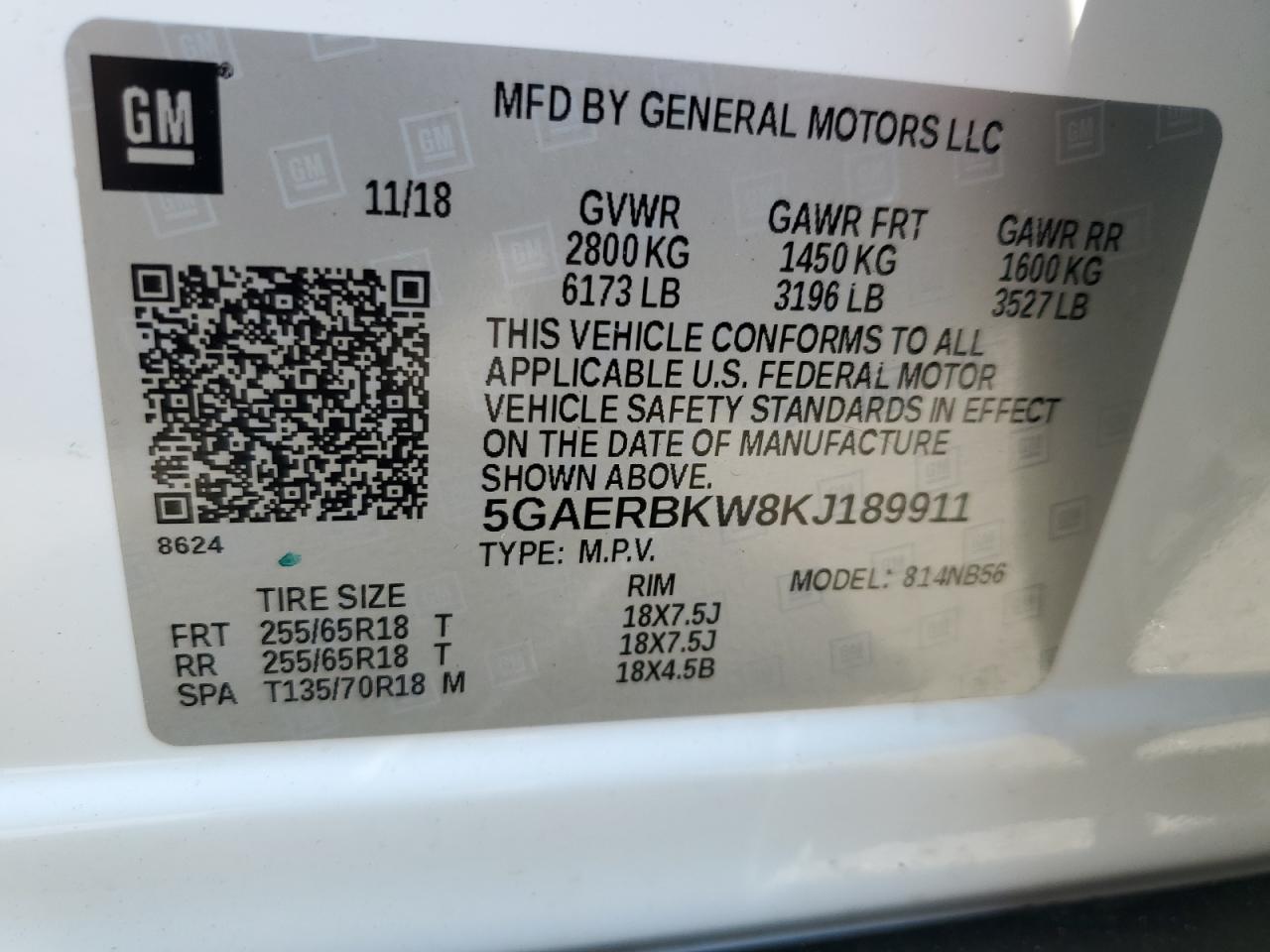 2019 Buick Enclave Essence VIN: 5GAERBKW8KJ189911 Lot: 63230614