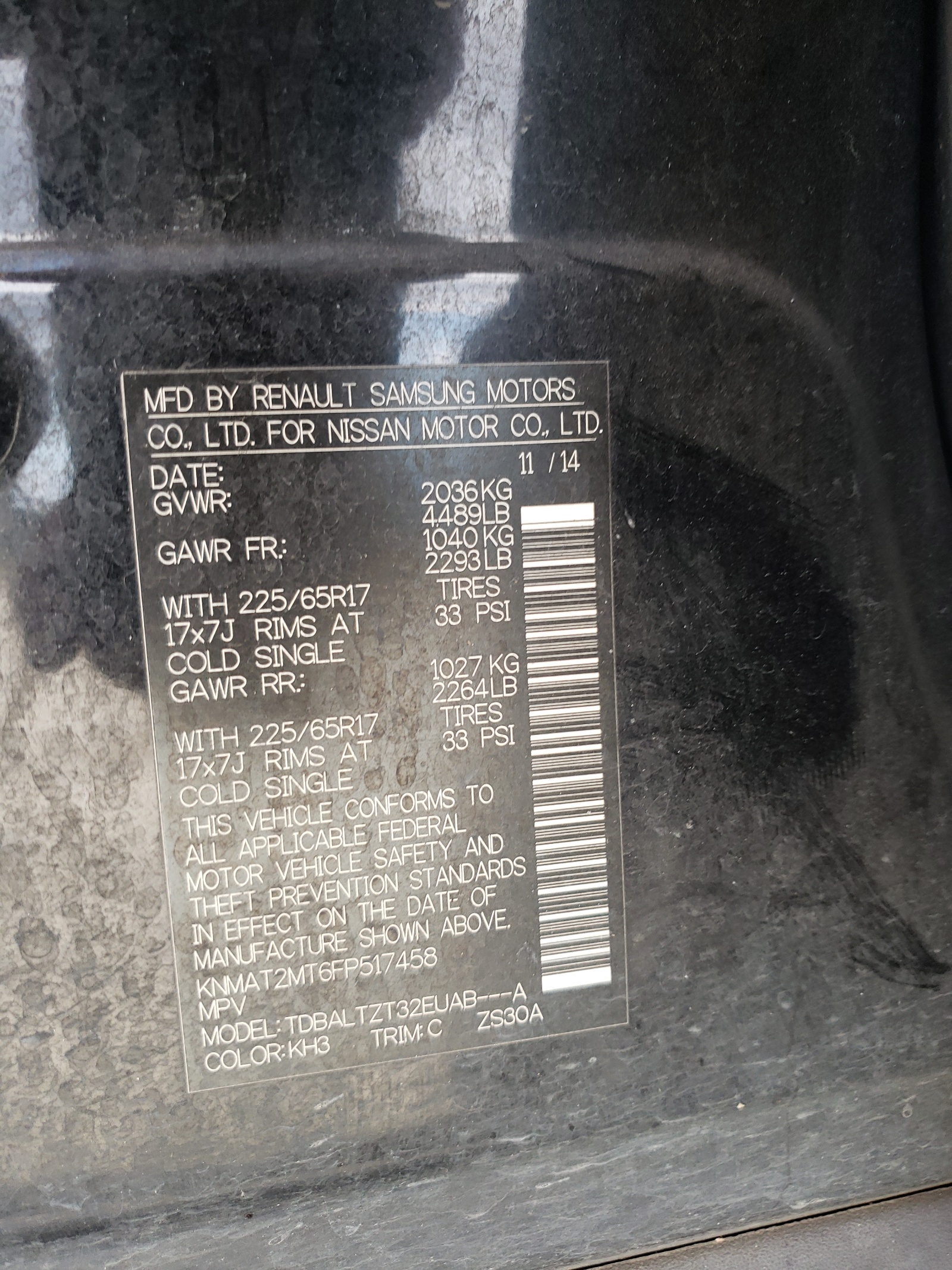 KNMAT2MT6FP517458 2015 Nissan Rogue S