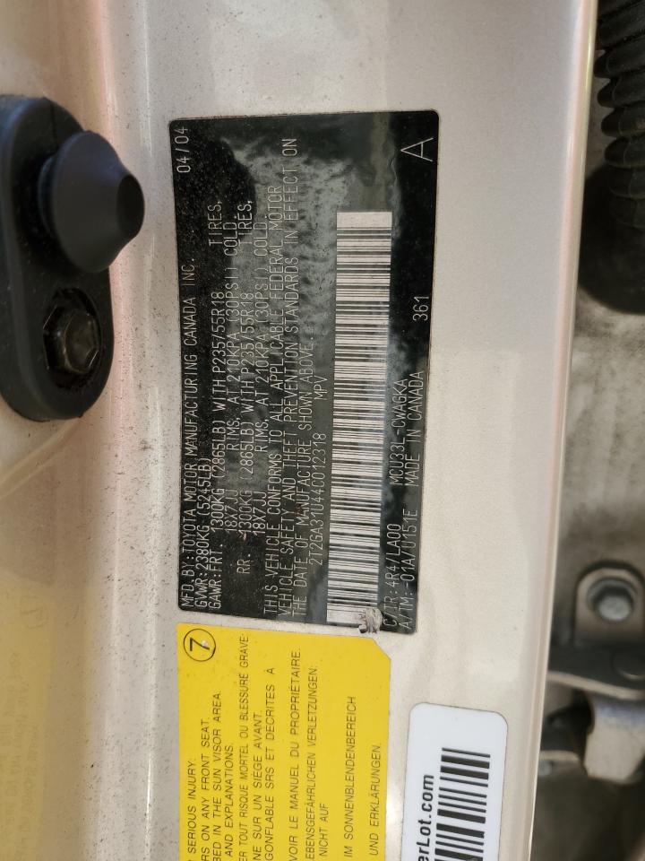 2T2GA31U44C012318 2004 Lexus Rx 330