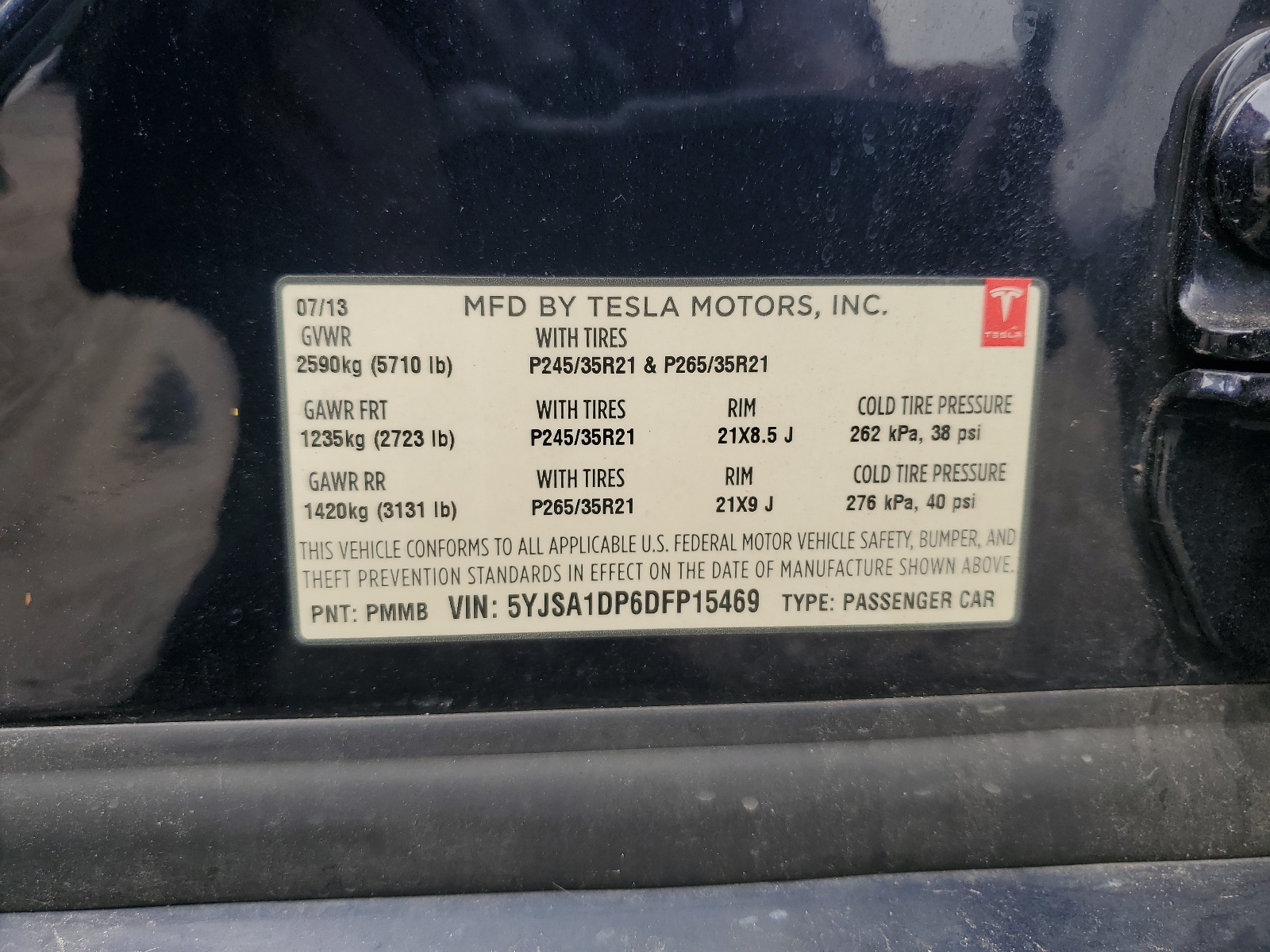 5YJSA1DP6DFP15469 2013 Tesla Model S