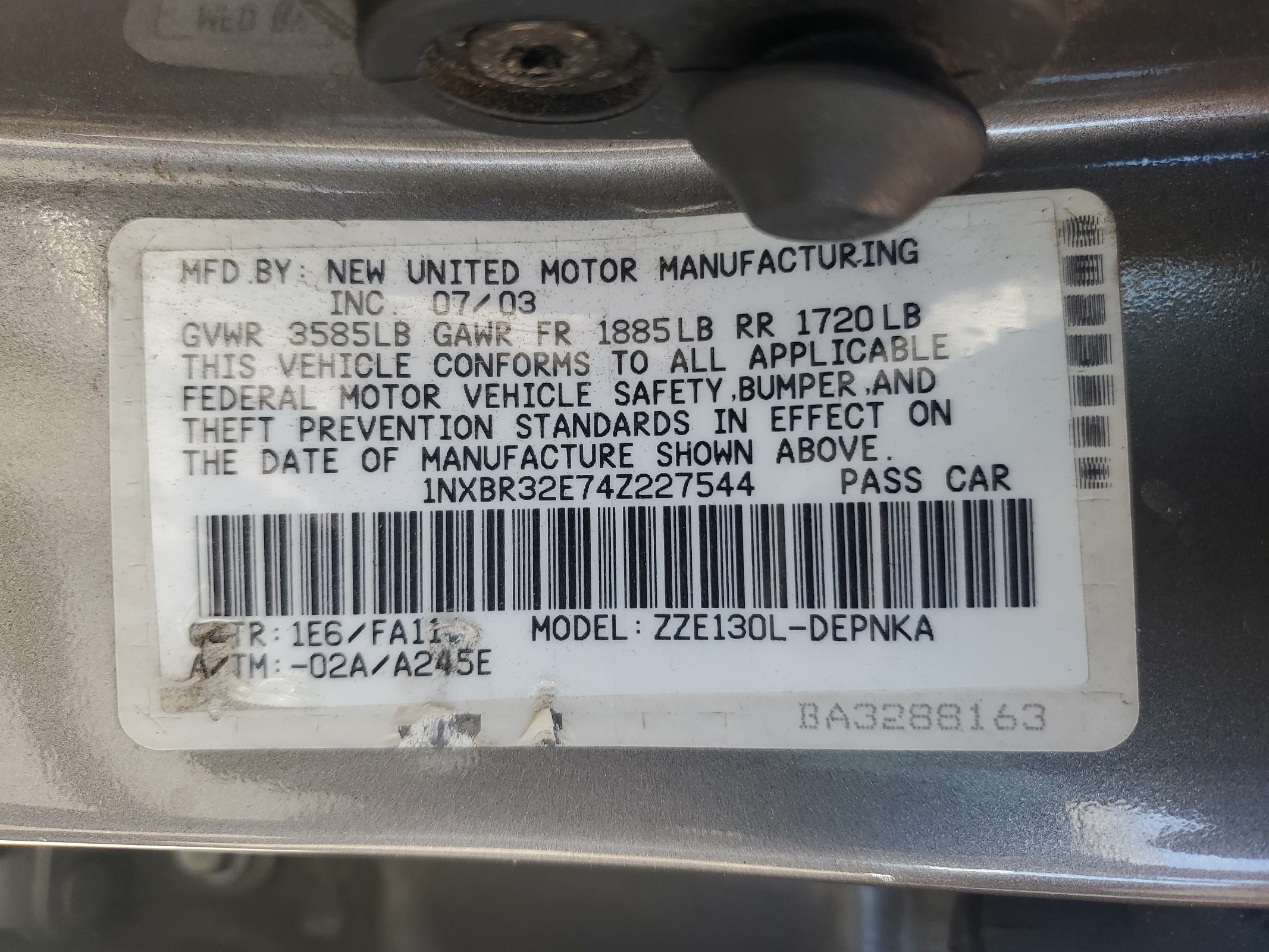 1NXBR32E74Z227544 2004 Toyota Corolla Ce