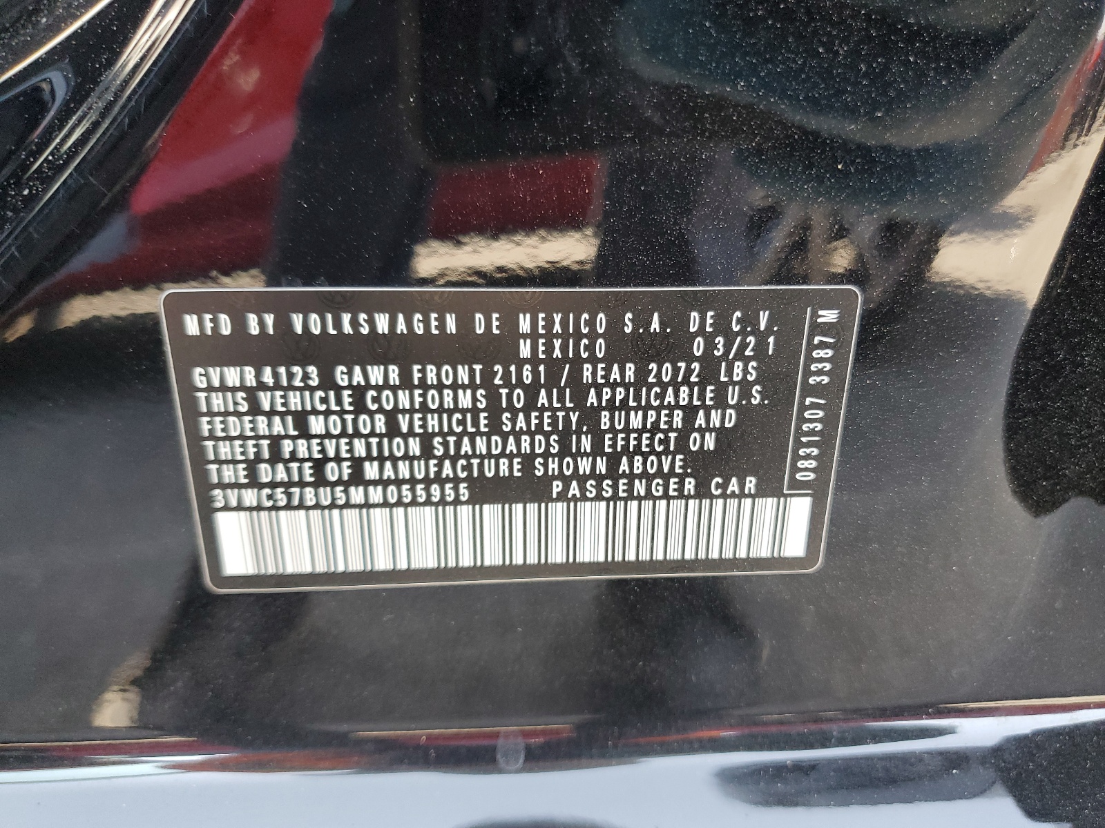 3VWC57BU5MM055955 2021 Volkswagen Jetta S