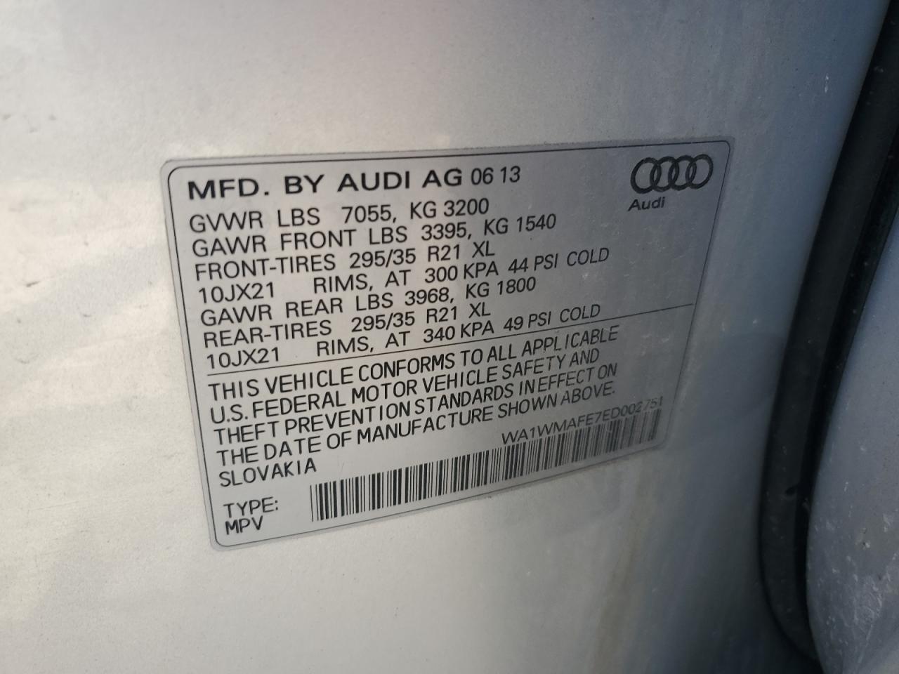 WA1WMAFE7ED002751 2014 Audi Q7 Prestige