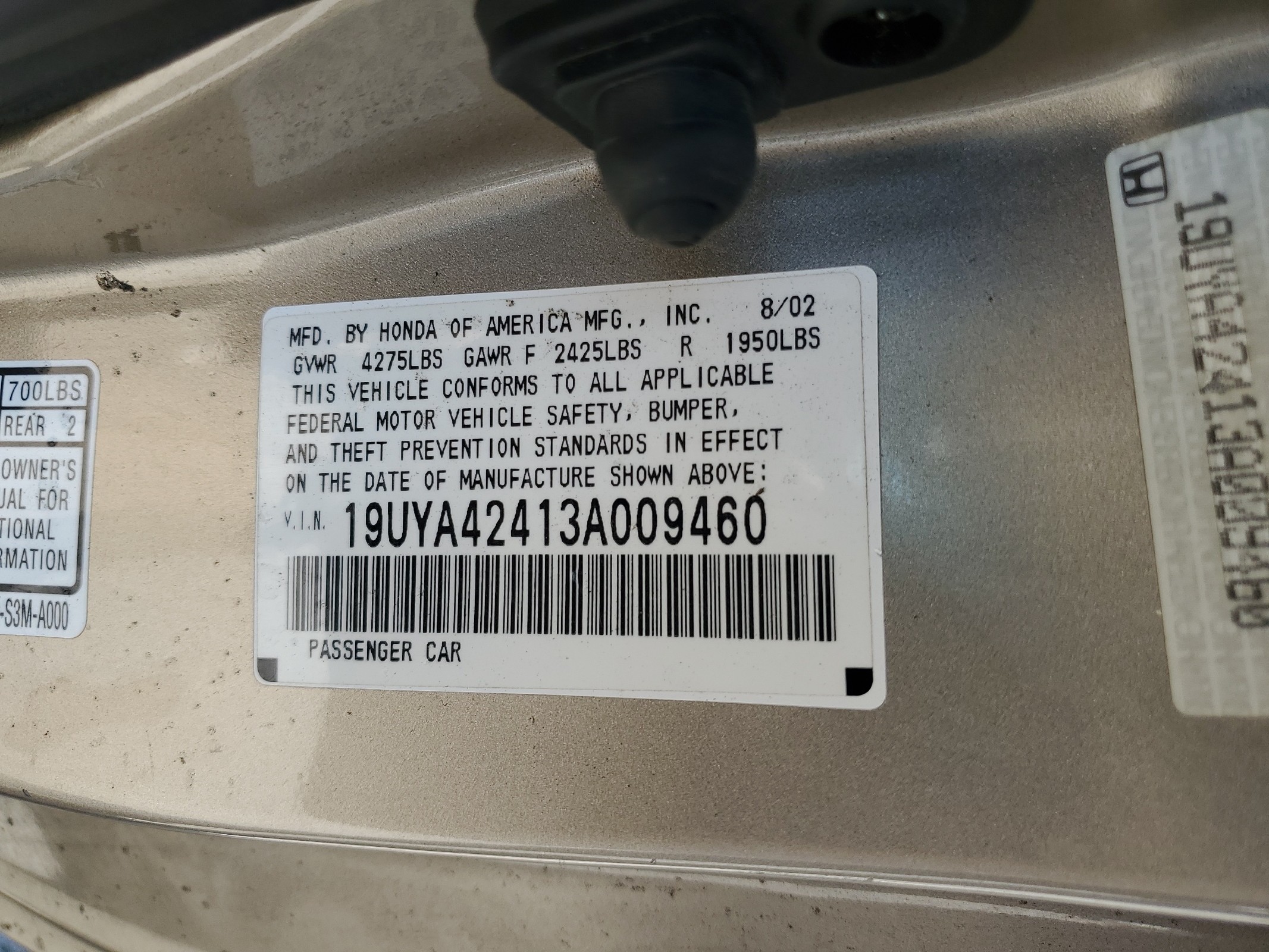 19UYA42413A009460 2003 Acura 3.2Cl