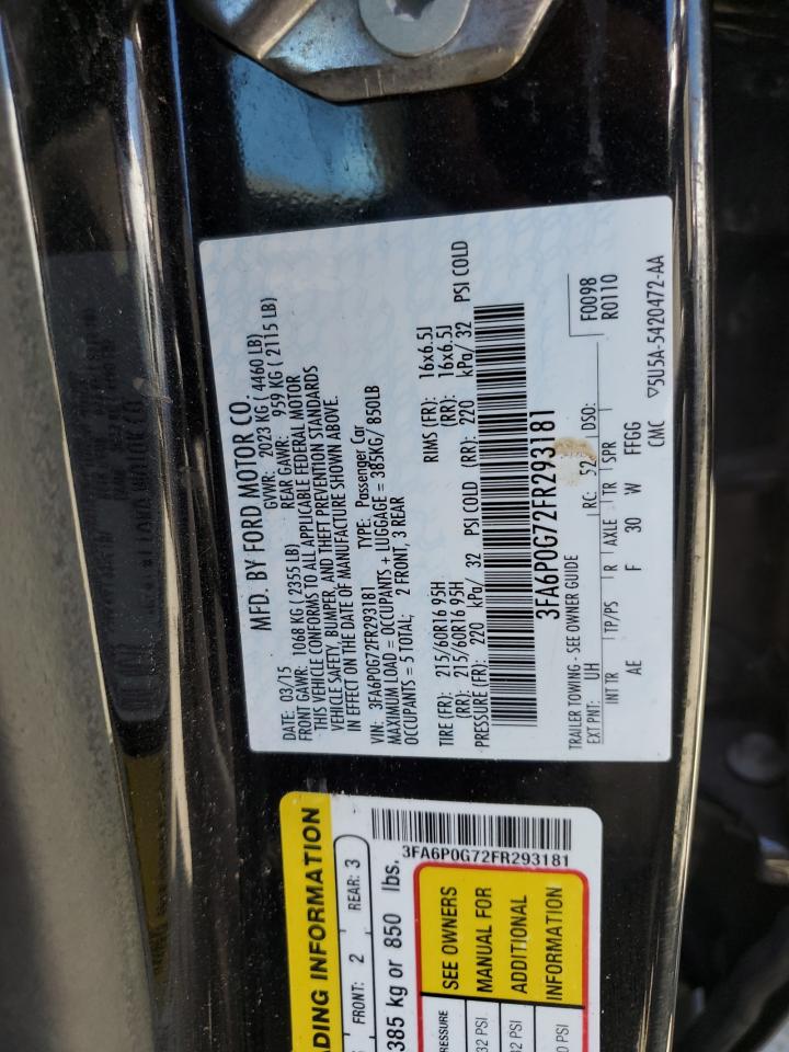 3FA6P0G72FR293181 2015 Ford Fusion S