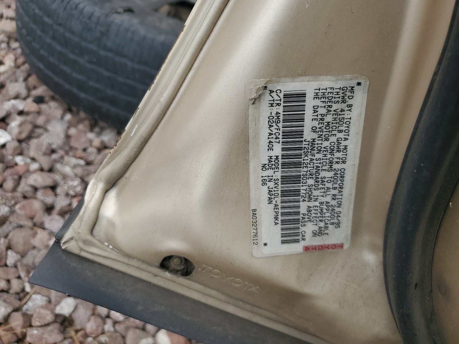 JT2SK12E7S0317724 1995 Toyota Camry Le