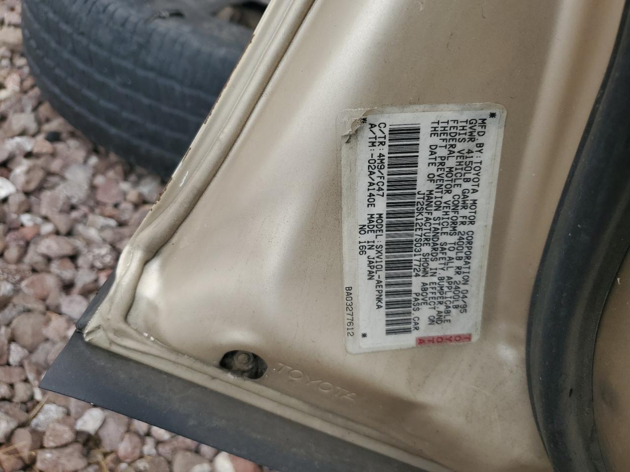 1995 Toyota Camry Le VIN: JT2SK12E7S0317724 Lot: 62922654