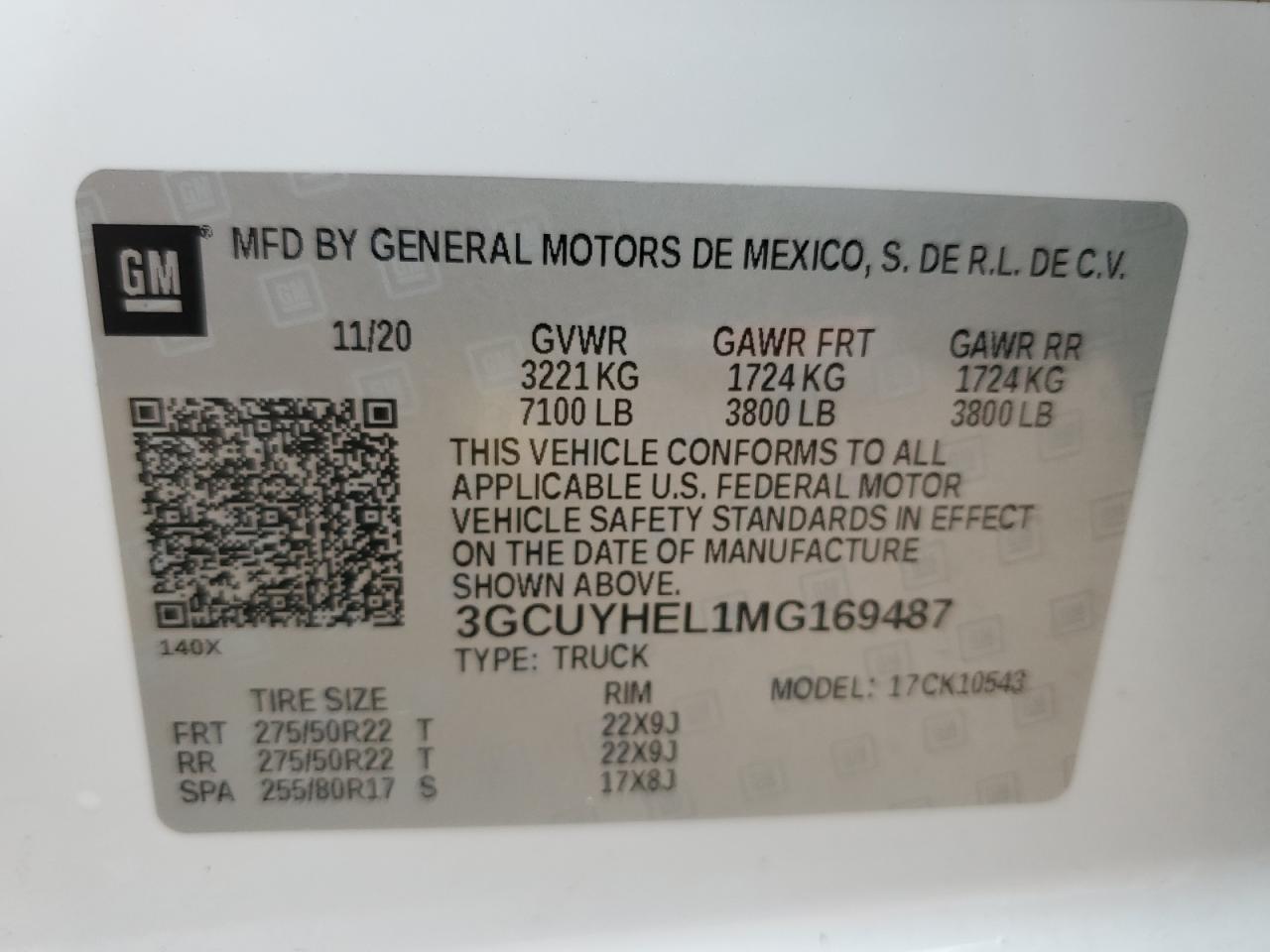 2021 Chevrolet Silverado K1500 High Country VIN: 3GCUYHEL1MG169487 Lot: 65124744