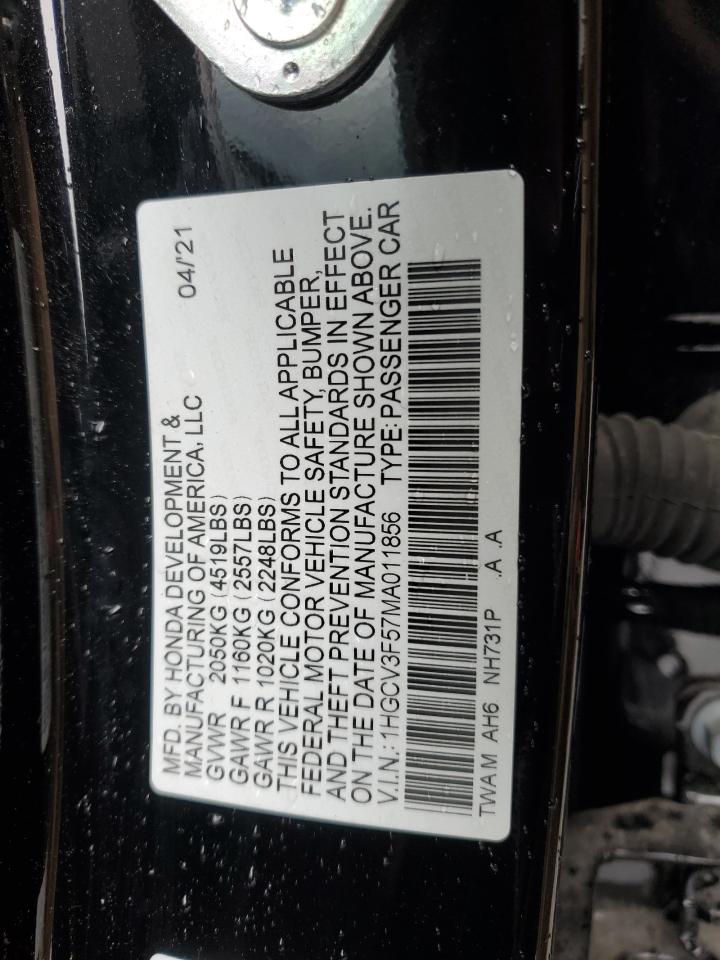 2021 Honda Accord Hybrid Exl VIN: 1HGCV3F57MA011856 Lot: 64318514