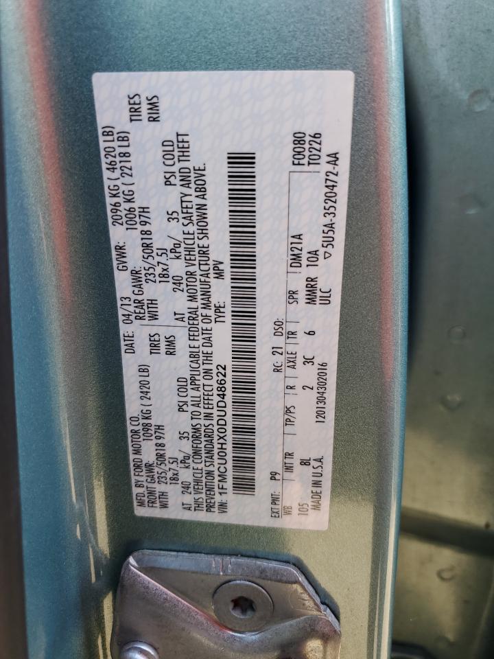 2013 Ford Escape Sel VIN: 1FMCU0HX0DUD48622 Lot: 64295234