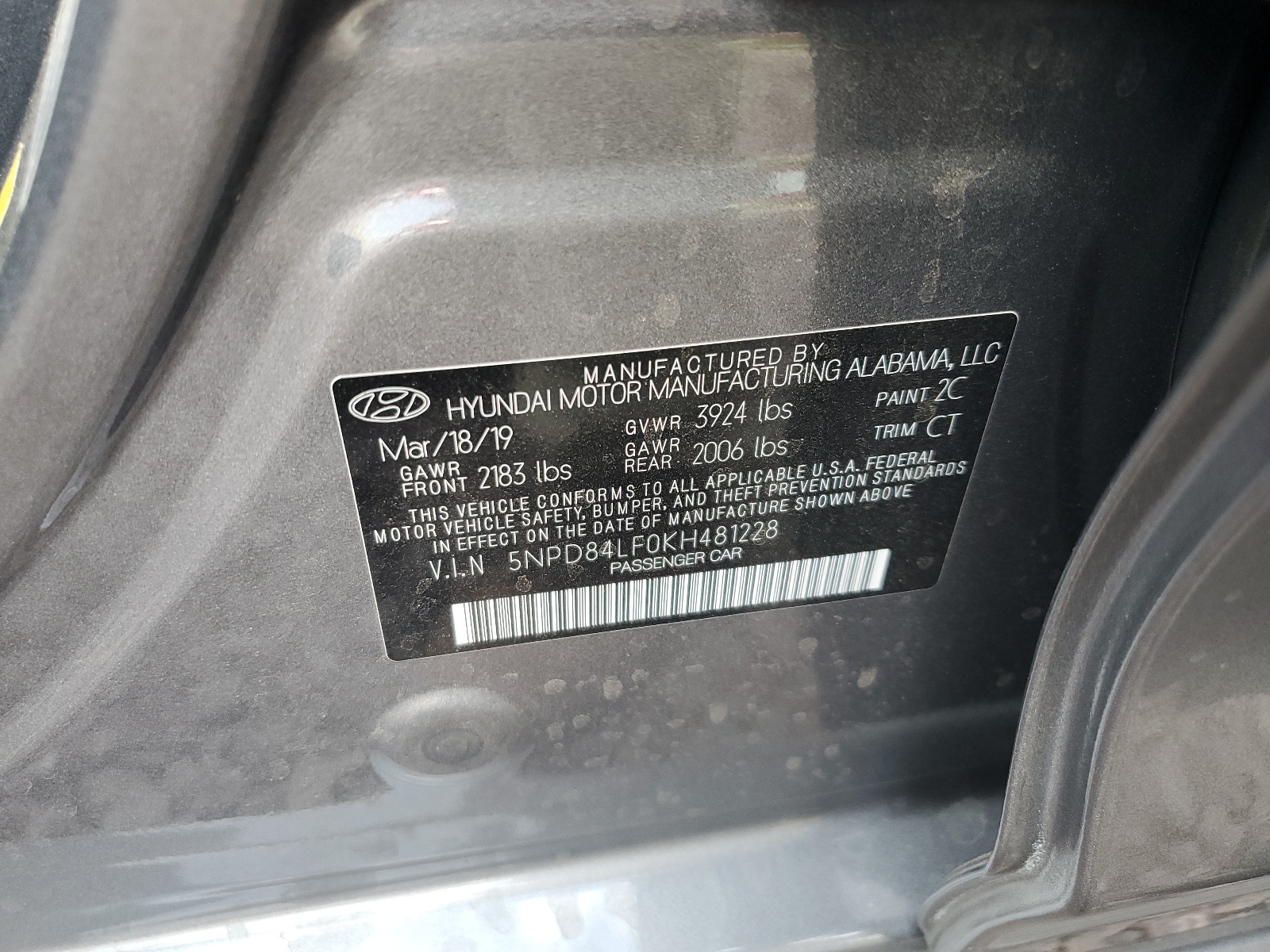 5NPD84LF0KH481228 2019 Hyundai Elantra Sel